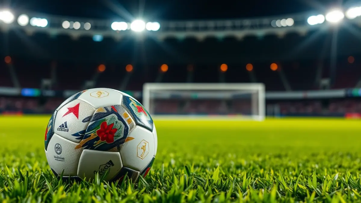 Imagen genérica de un balón de fútbol en un campo, con la portería difuminada al fondo.