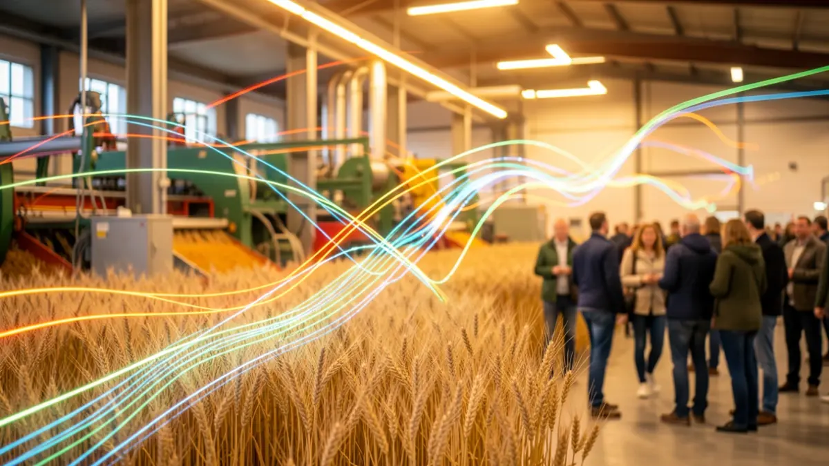 Irudi generiko bat elikagaien industriaren etorkizuneko teknologia irudikatzen duena.