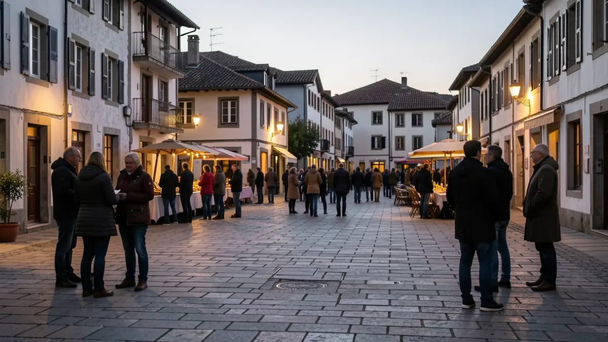 Plaza de los Fueros en Orduña, preparada para una concentración.