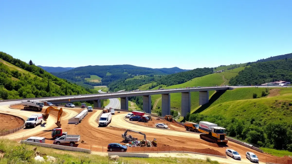 Imagen de las obras de construcción de la Variante Oeste de Ermua.