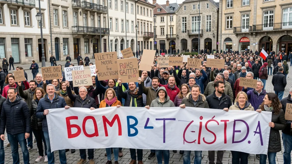 A large demonstration in a Gasteiz square against fascism and exclusion.