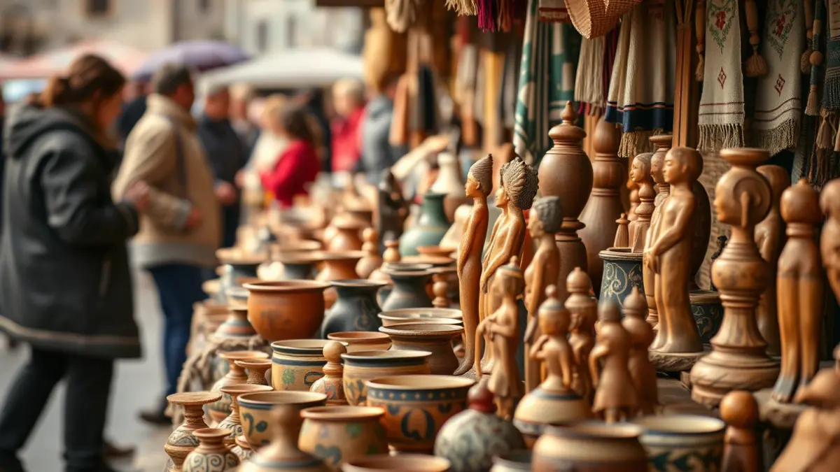 Generic image of a Basque craft fair, showcasing handmade products.