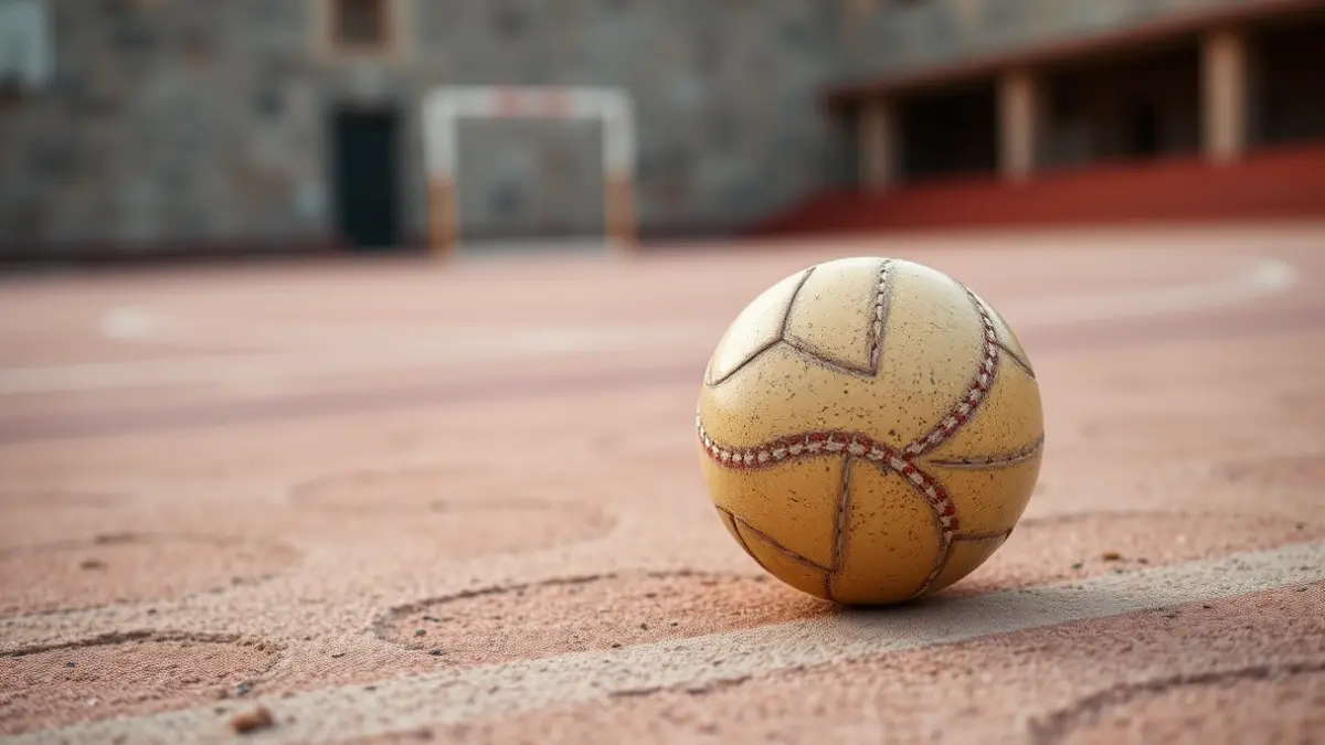 Imagen genérica de una pelota en una cancha de pelota vasca.