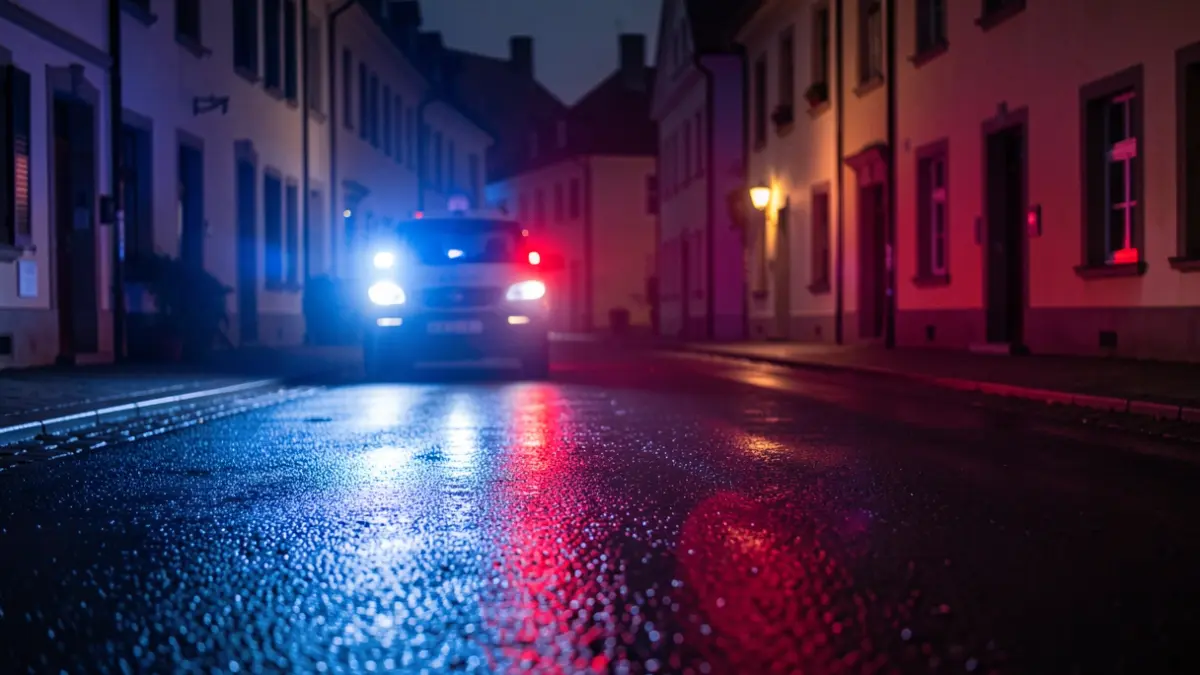 Emergency lights on the street at night.