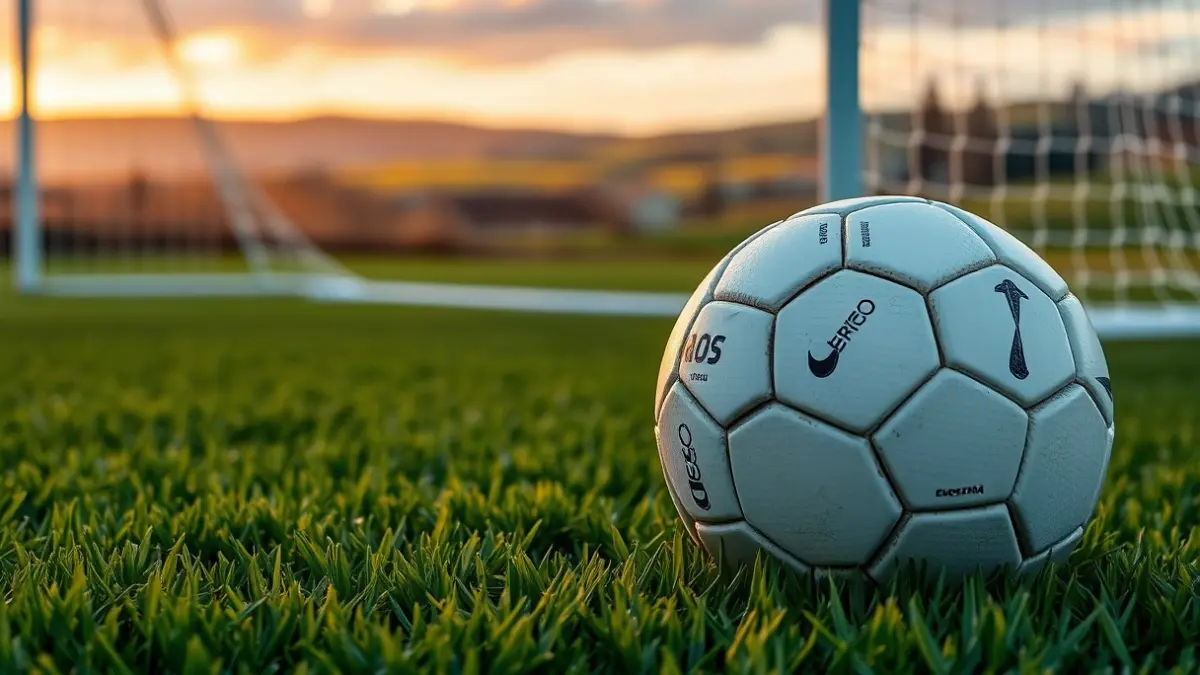 Imagen genérica de un balón de fútbol sobre césped recién cortado, con una portería blanca difuminada al fondo.