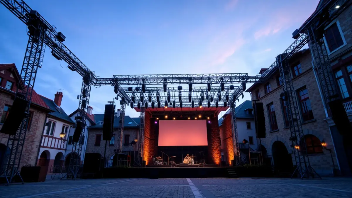 Generic image of a concert stage in Sestao at dusk.