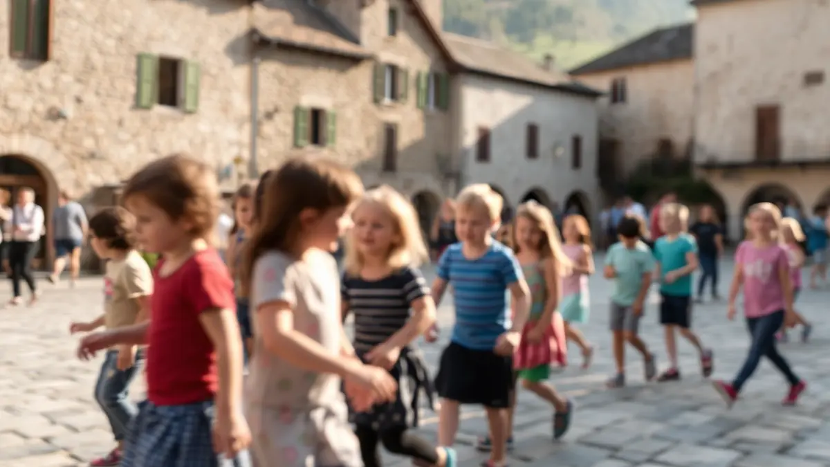 Children in Ikaztegieta participating in activities to promote the use of Basque.