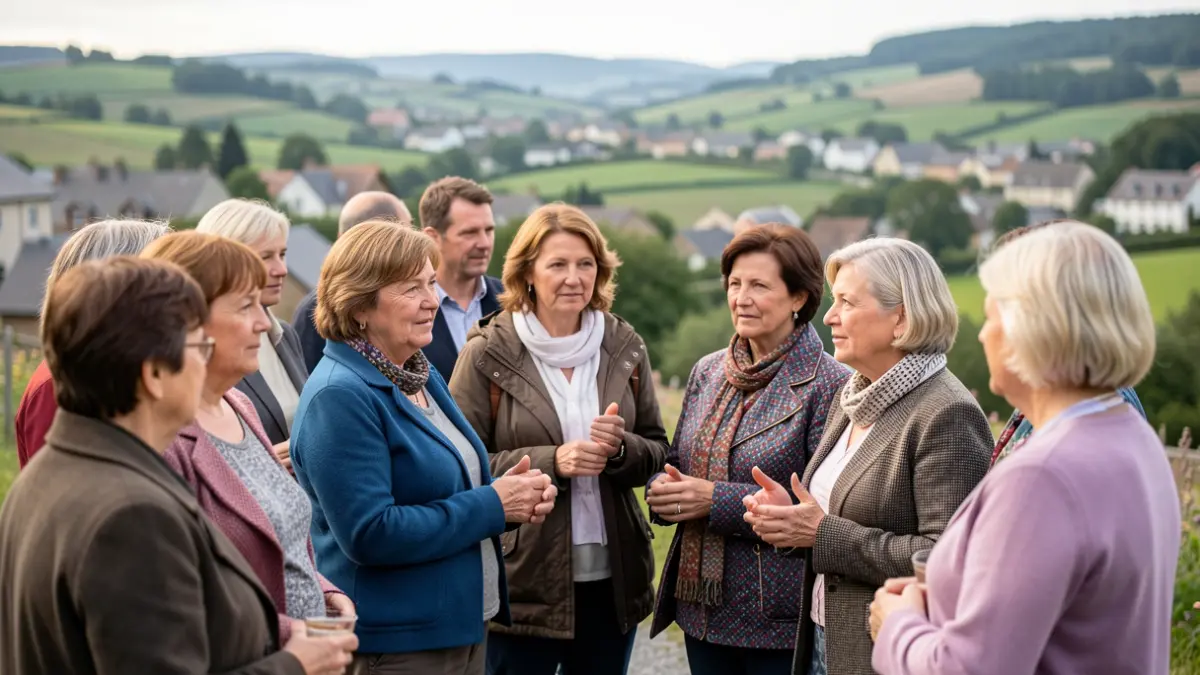Imagen genérica: Grupo diverso de mujeres de 40-70 años con un paisaje del País Vasco de fondo.