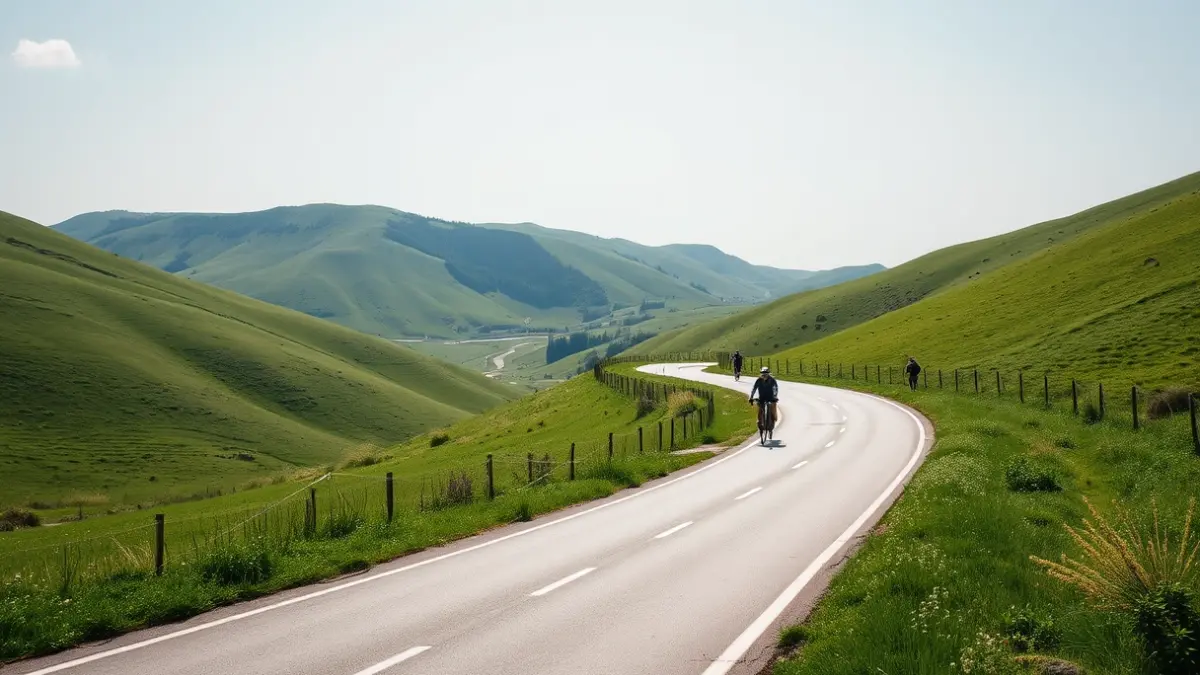 Imagen genérica de un carril bici en un paisaje verde del País Vasco.