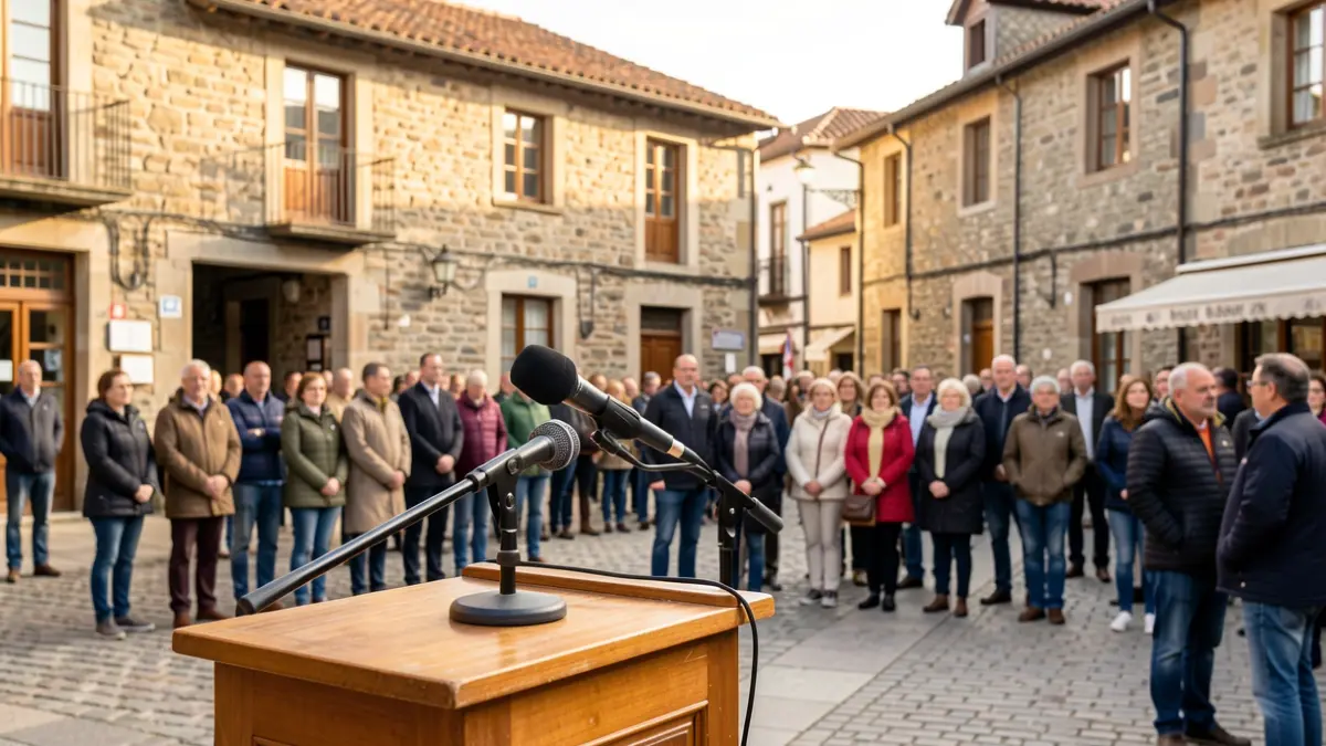 Imagen genérica: zona de oratoria preparada en una plaza pública.