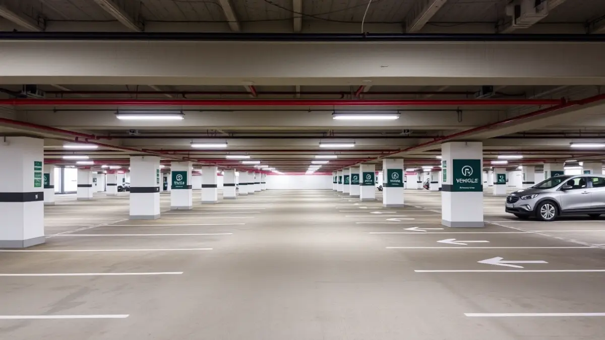 Imagen genérica del aparcamiento subterráneo de la estación de autobuses de Vitoria-Gasteiz, mostrando las plazas reservadas para vehículos de alquiler.