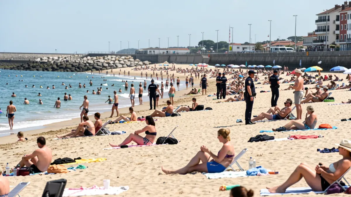 Imagen genérica de playa con gente y presencia policial.