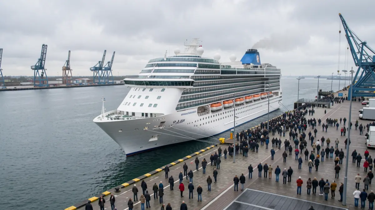 Imagen genérica de un gran crucero atracado en un puerto.