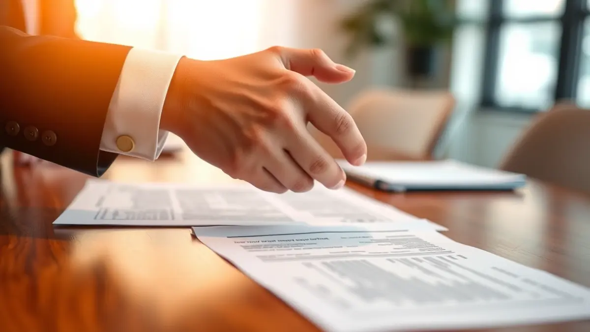 Generic image: Two hands signing a contract in an office.