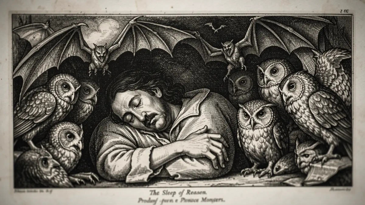 Generic image: A Goya etching, 'The Sleep of Reason Produces Monsters'.