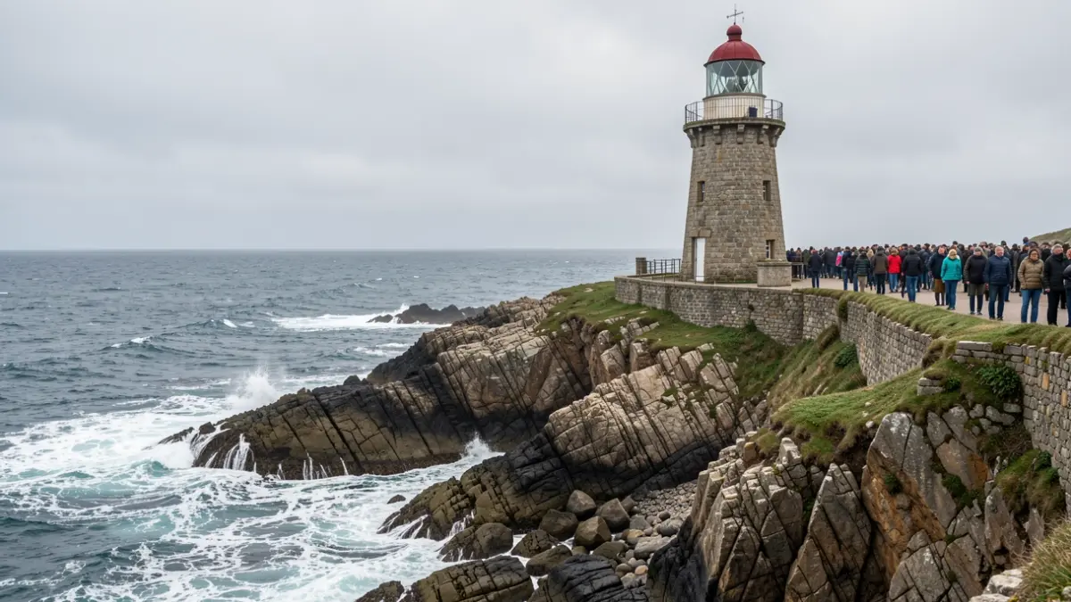 Image of the Higer lighthouse, located on the coast of Hondarribia.