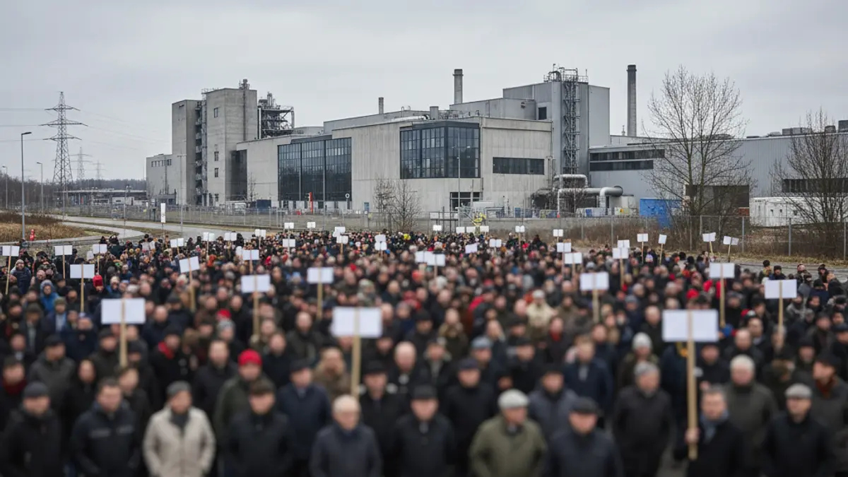 Imagen genérica: Un grupo de trabajadores mostrando solidaridad frente a una empresa.