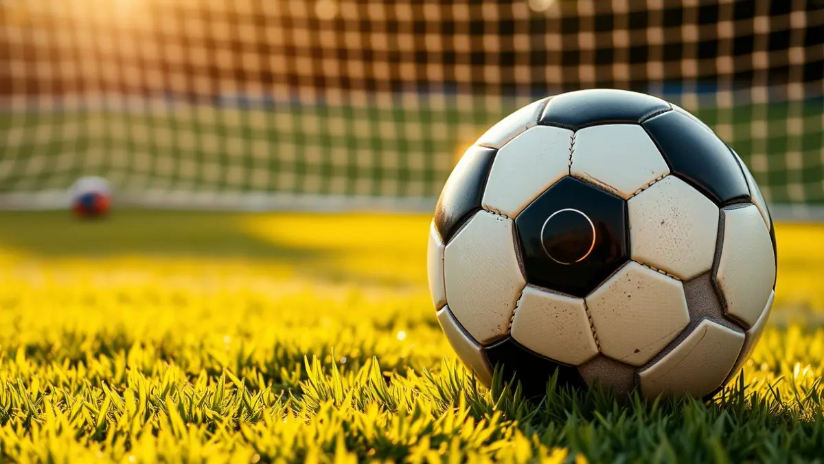 Imagen genérica: un balón de fútbol sobre césped, con una portería difuminada al fondo.