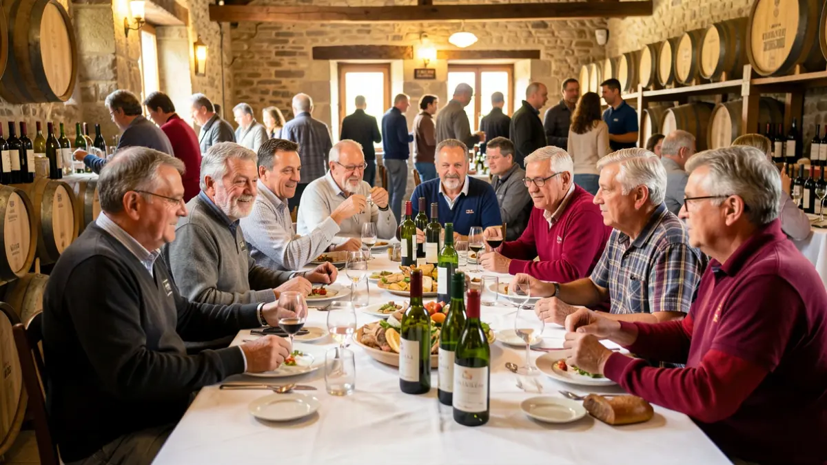 Imagen genérica de exjugadores de pelota vasca en una comida de celebración.