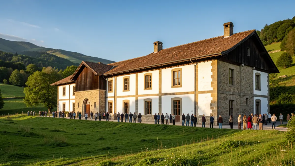 Exterior of the Irugurutzeta interpretation center featuring industrial heritage elements.