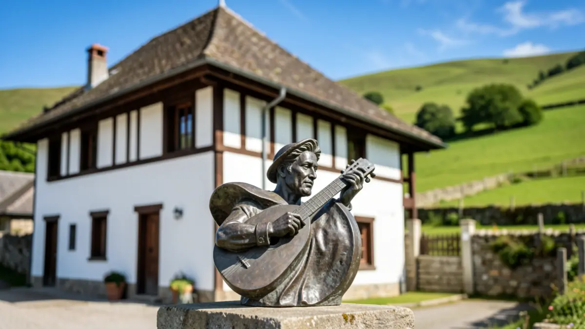 Juan Erzenarro Berastegi pandero eta bateria jotzailearen omenezko eskultura.