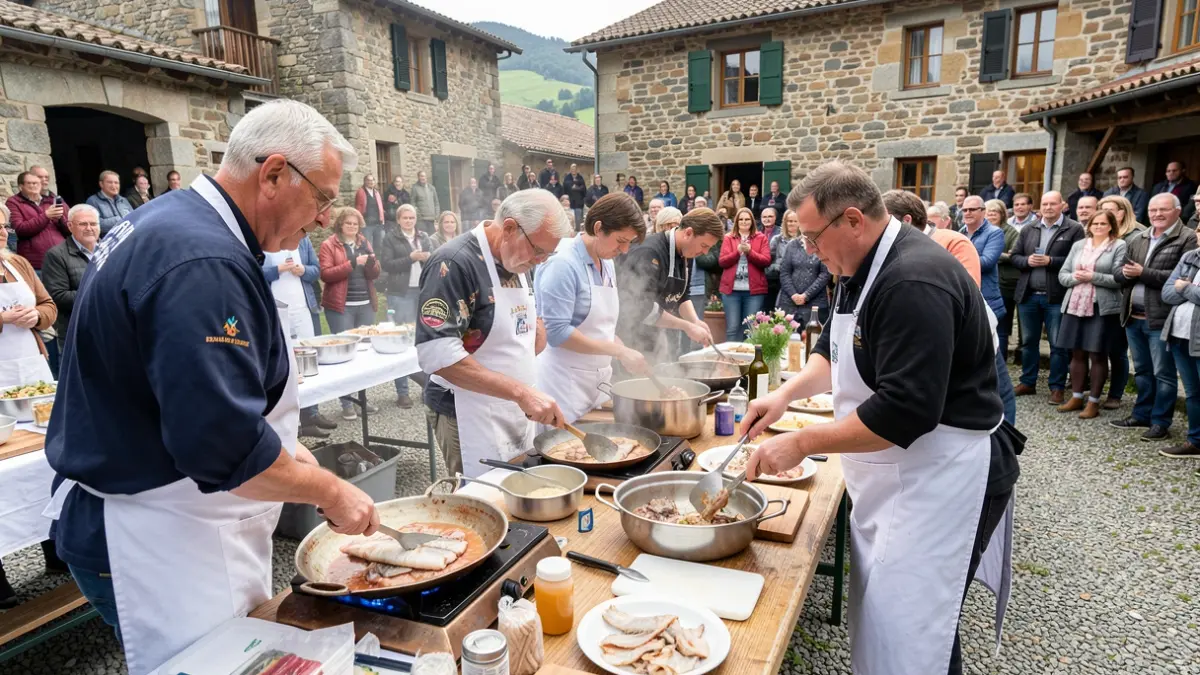 Generic image: A cod cooking competition with people cooking and spectators around.