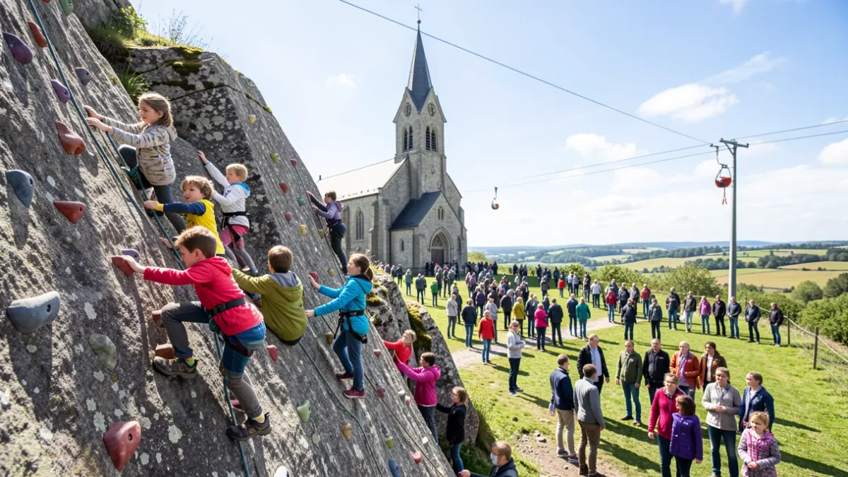 Imagen genérica de una actividad de escalada y tirolina para niños.