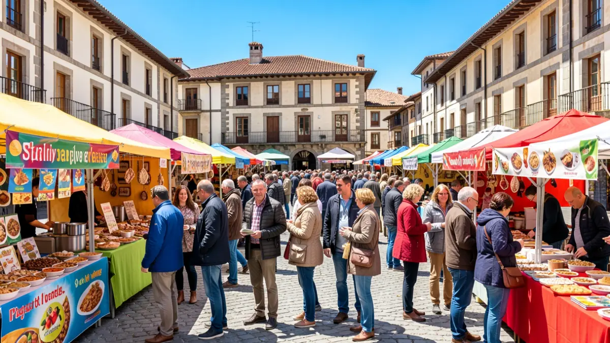 Imagen genérica del festival Kulturarteko Jaialdia en Lazkao, con gente y puestos.