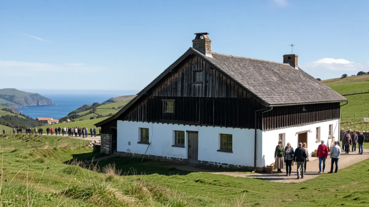 Irudi generiko bat Euskal Herriko paisaia eta arkitektura tradizionalari buruzkoa.