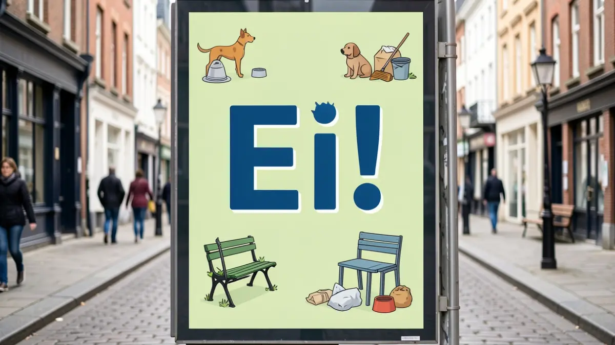 Imagen genérica de un cartel con el lema 'Ei!', acompañado de ilustraciones sobre comportamiento cívico.