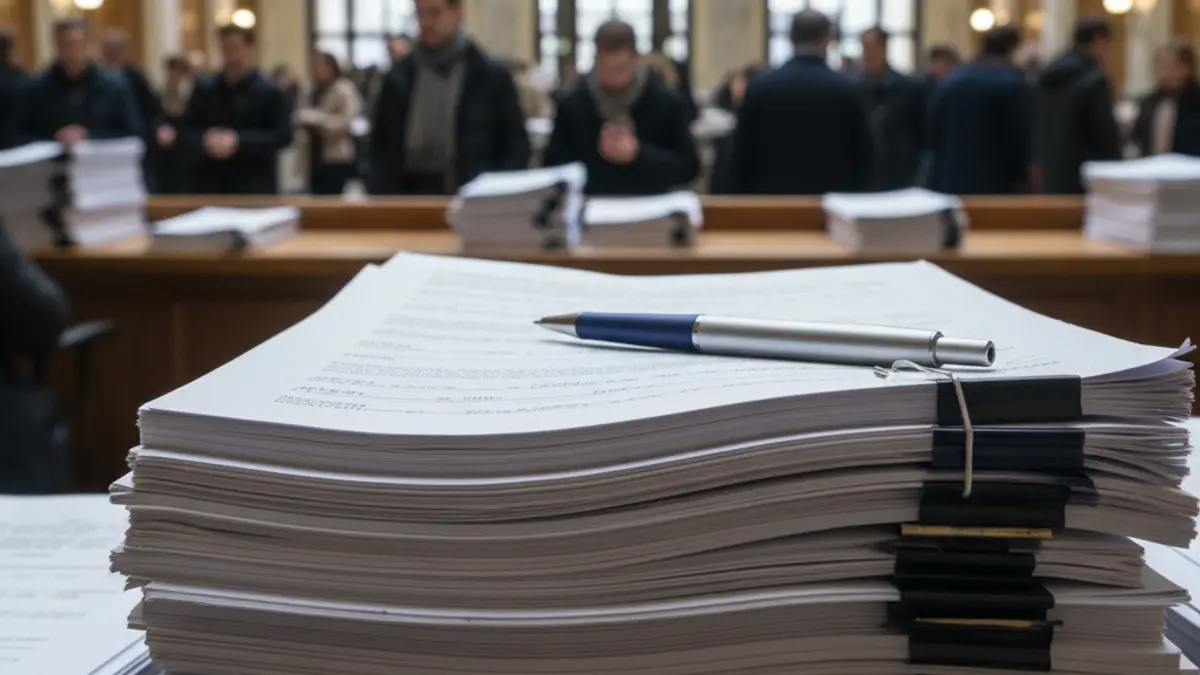 Official documents and a pen, representing an administrative process.
