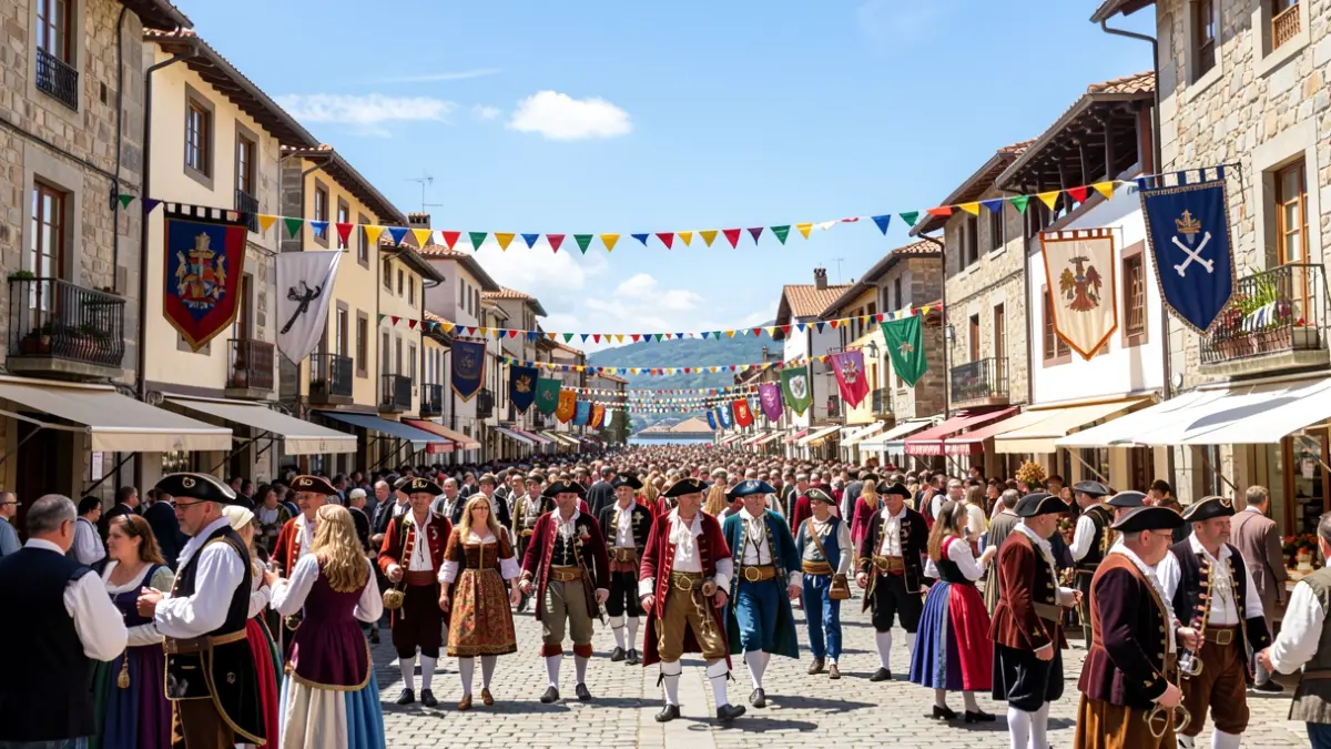Imagen genérica de una plaza de Lezo con ambiente festivo.