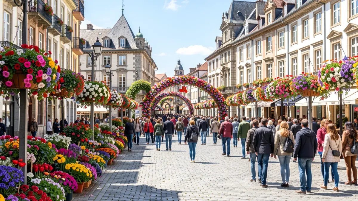 Vitoria-Gasteiz streets and plazas adorned with flowers.