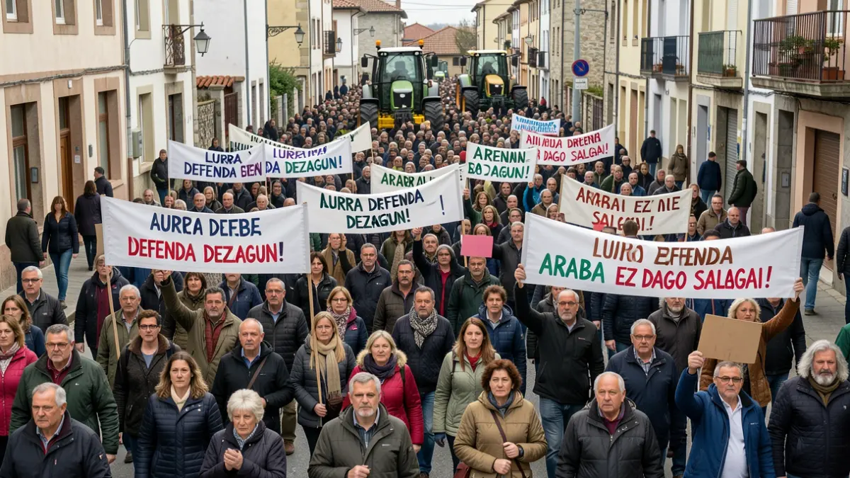 A large protest in the streets of Gasteiz against macro-projects and in defense of the land.