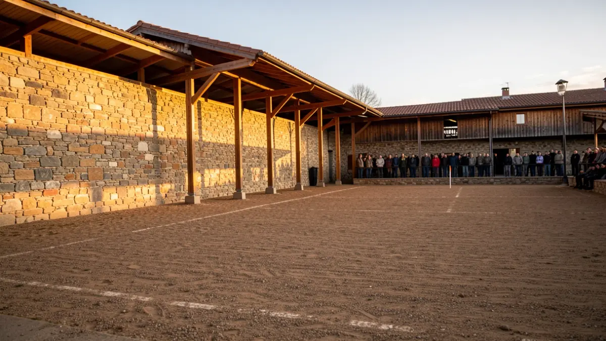 Image of an empty fronton before a match.