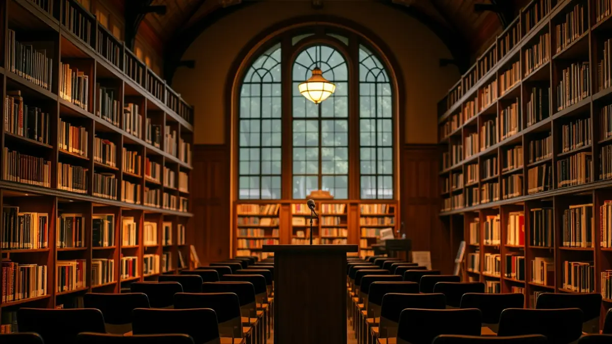 Generic image of a library, representing a book presentation.