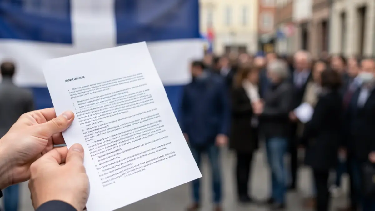 Generic image: A hand holds a document with a blurred Basque flag in the background.