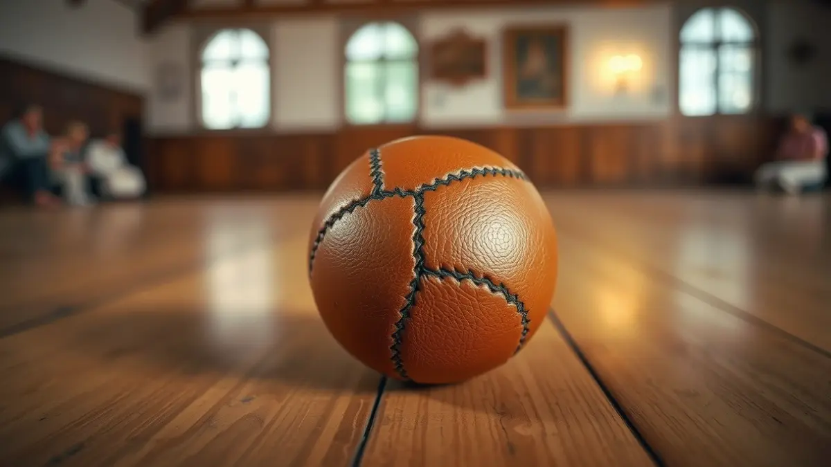 Imagen genérica de un juego de pelota, con una pelota de cuero en un frontón.