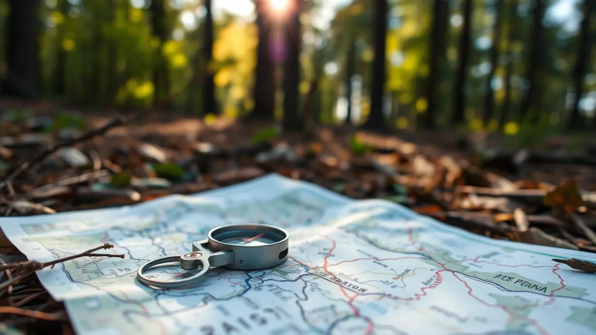 Generic image: compass and map in a forest, representing an orientation race.