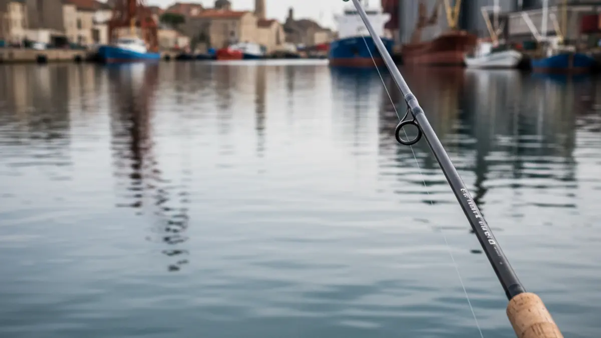Generic image of a fishing rod in the water at Pasaia port.