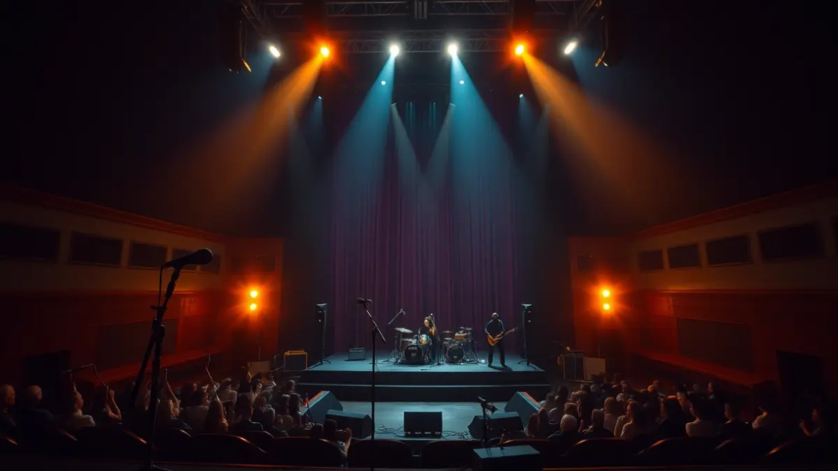 Imagen genérica de un escenario antes de un concierto de rock.