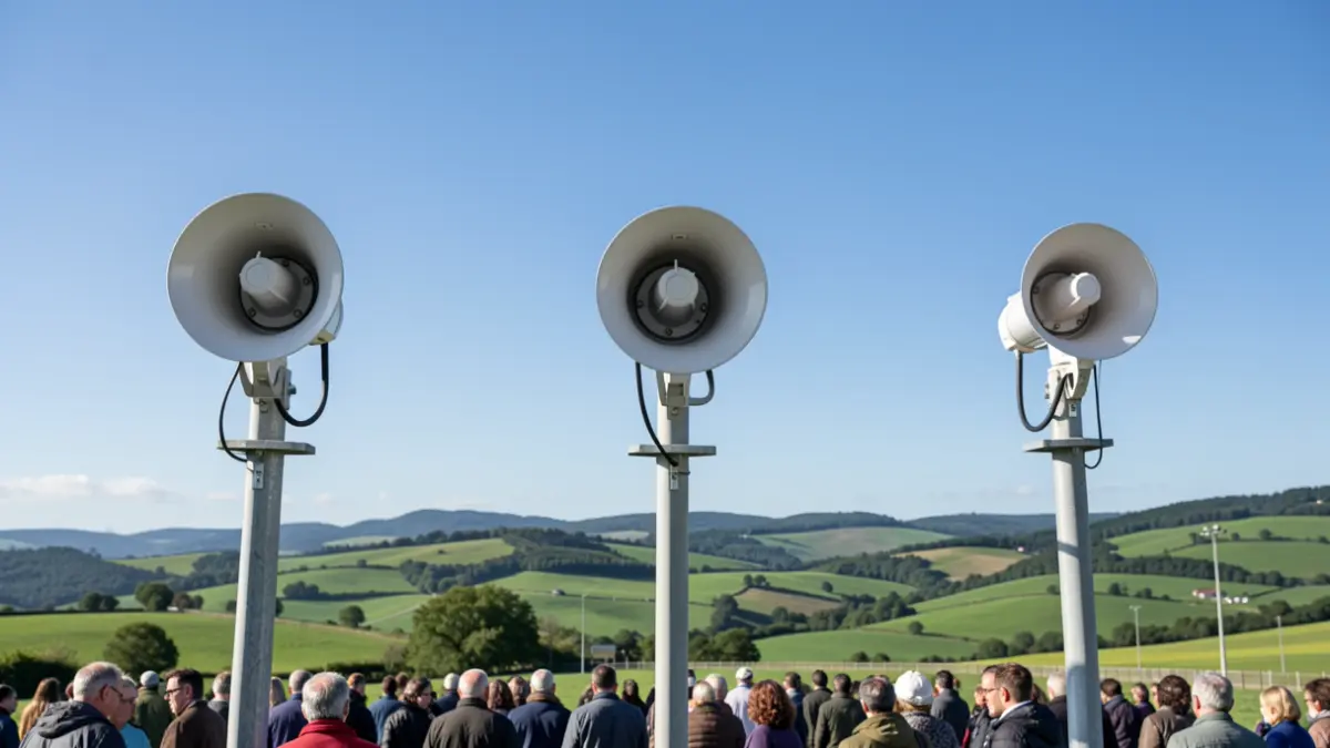 Generic image: Three chemical sirens installed against green hills in Euskadi.