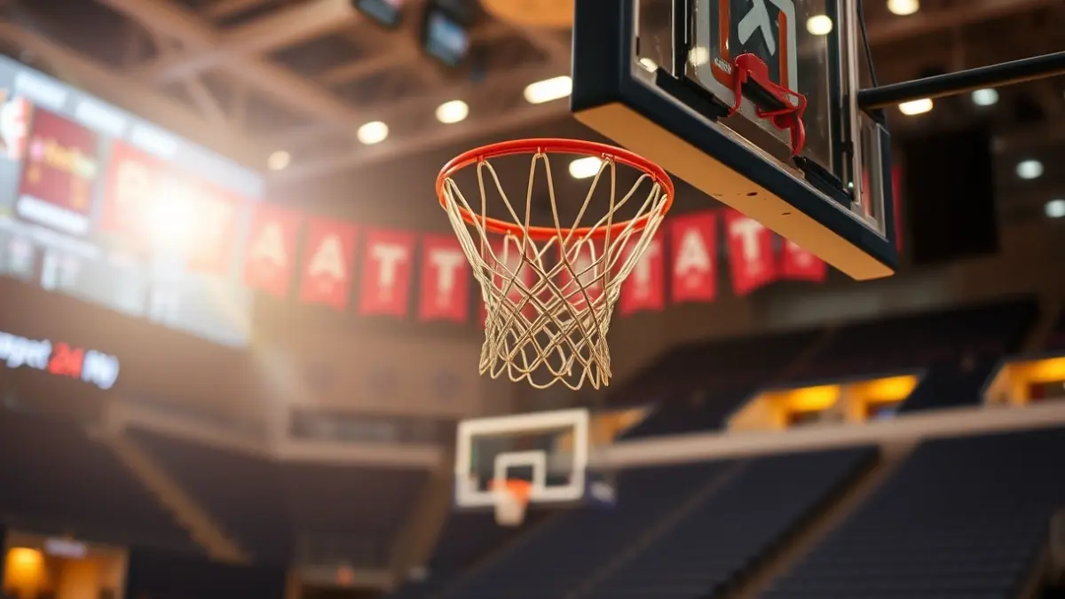 Generic image of a basketball net, suggesting a celebratory atmosphere.