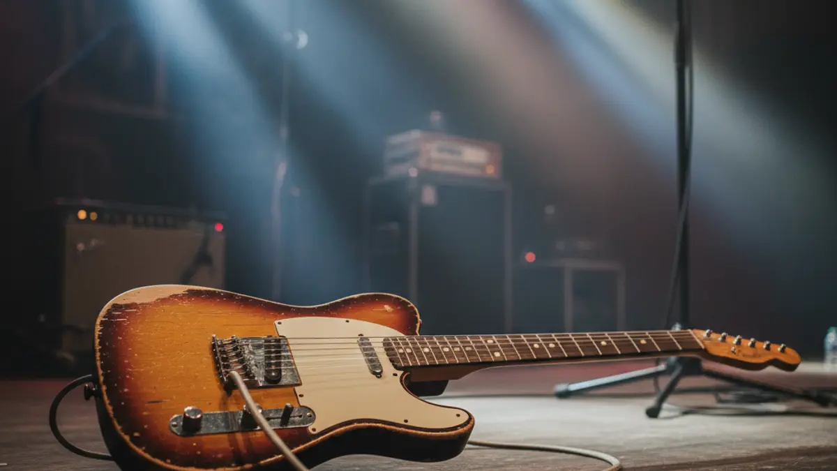 Generic image: an electric guitar on a dimly lit stage, evoking a rock concert atmosphere.