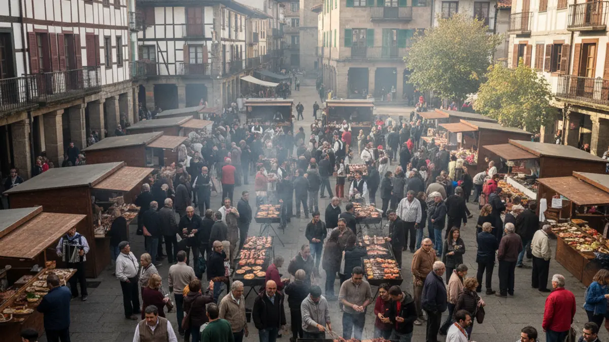 Generic image of Tolosa's Haragi Fair, showing people and stalls.