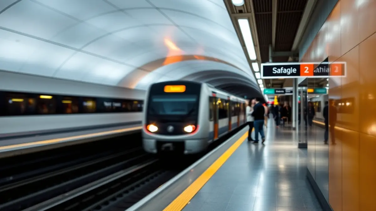 Generic image of a modern subway station with a train arriving.