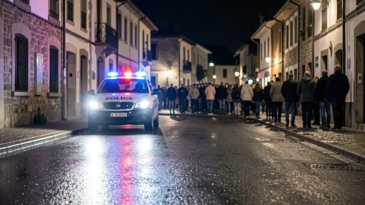 Generic image: police lights on wet asphalt at night.