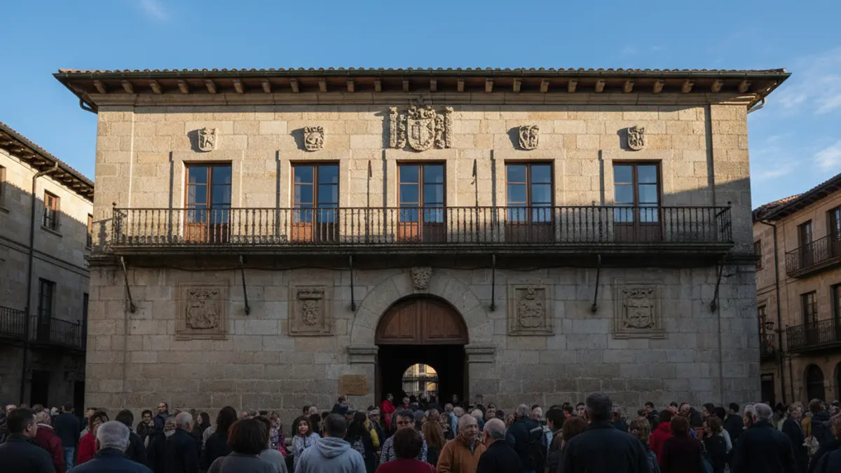 Generic image of Urnieta's town hall, under sunlight.