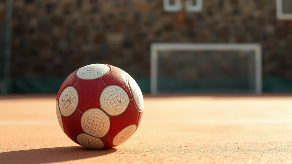 Generic image of a pelota ball on a fronton court.