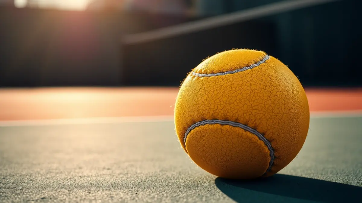 Imagen genérica de una pelota de cesta punta en la cancha del frontón.